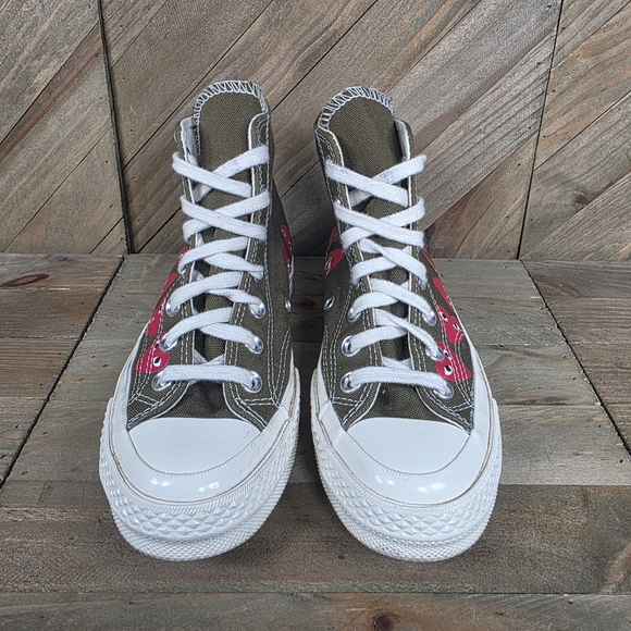 Converse X Comme des Garçons Play Athletic Sneakers Mens Size 3 Womens 5 Green - Picture 3 of 9
